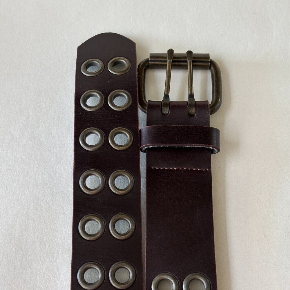Brown Vegan Leather Grommet Belt